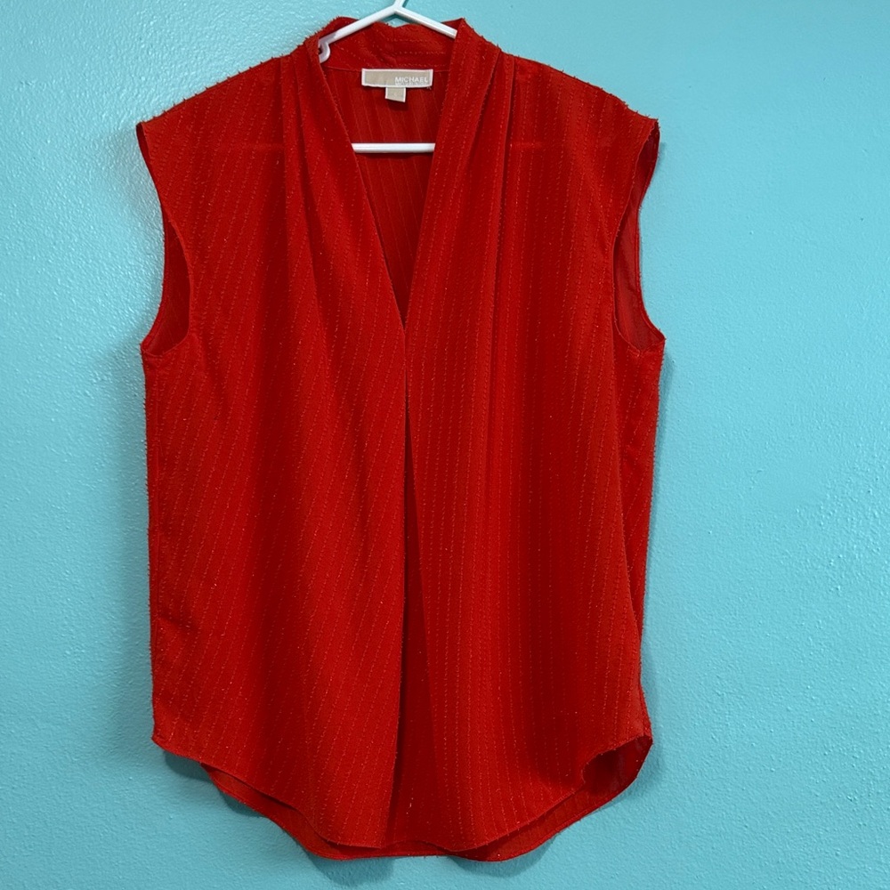 Michael Kors Vibrant Red Sleeveless Blouse